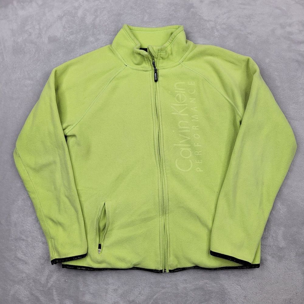 Calvin Klein Jacket Women Large Performance Coat Sweater Sweatshirt Zip Up Green